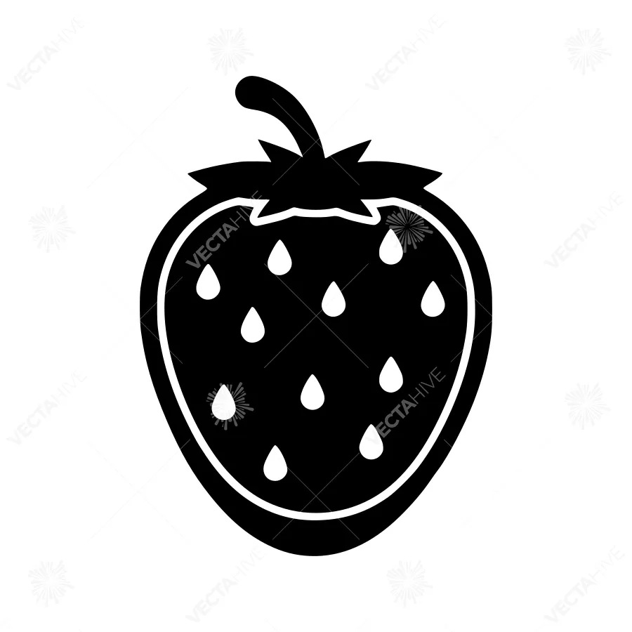 Strawberry Icon - Simple Black Silhouette