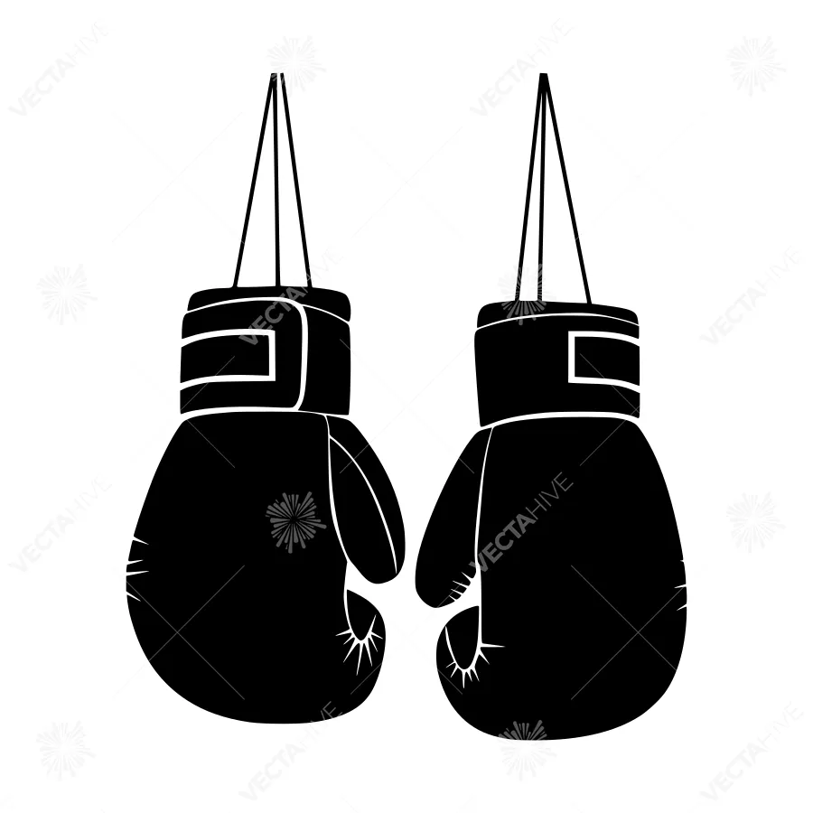 Boxing Gloves Silhouette - Black & White Vector