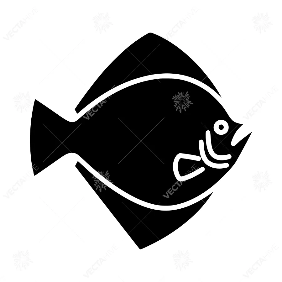 Black & White Fish Icon - Minimalist Graphic