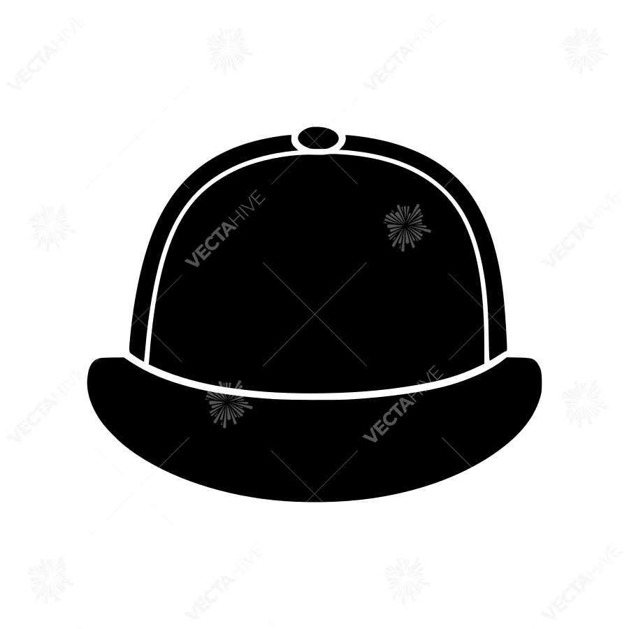 Black Baseball Cap Icon - Vector Illustration