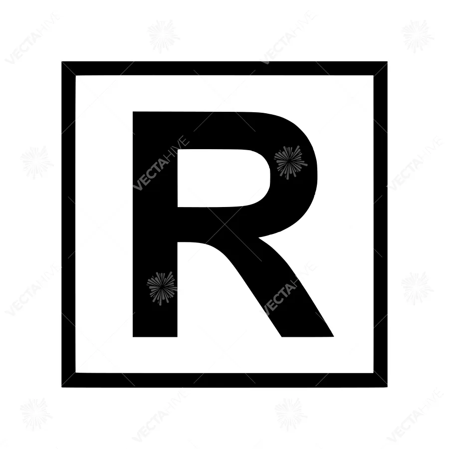 Bold Letter R in Black Square - Minimalist Icon