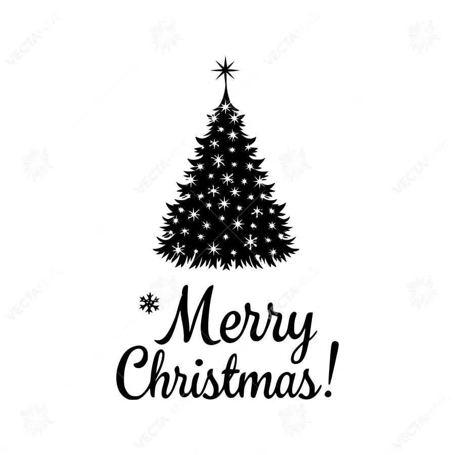 Merry Christmas Tree Silhouette