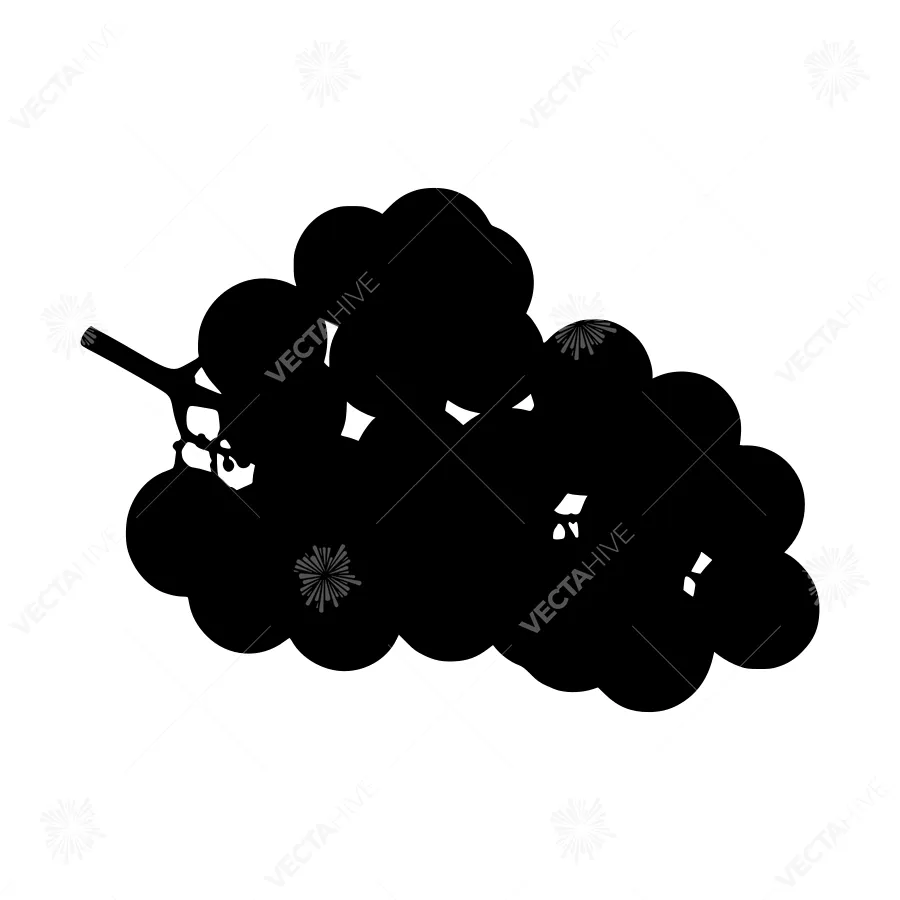 Black Grape Cluster Silhouette Vector