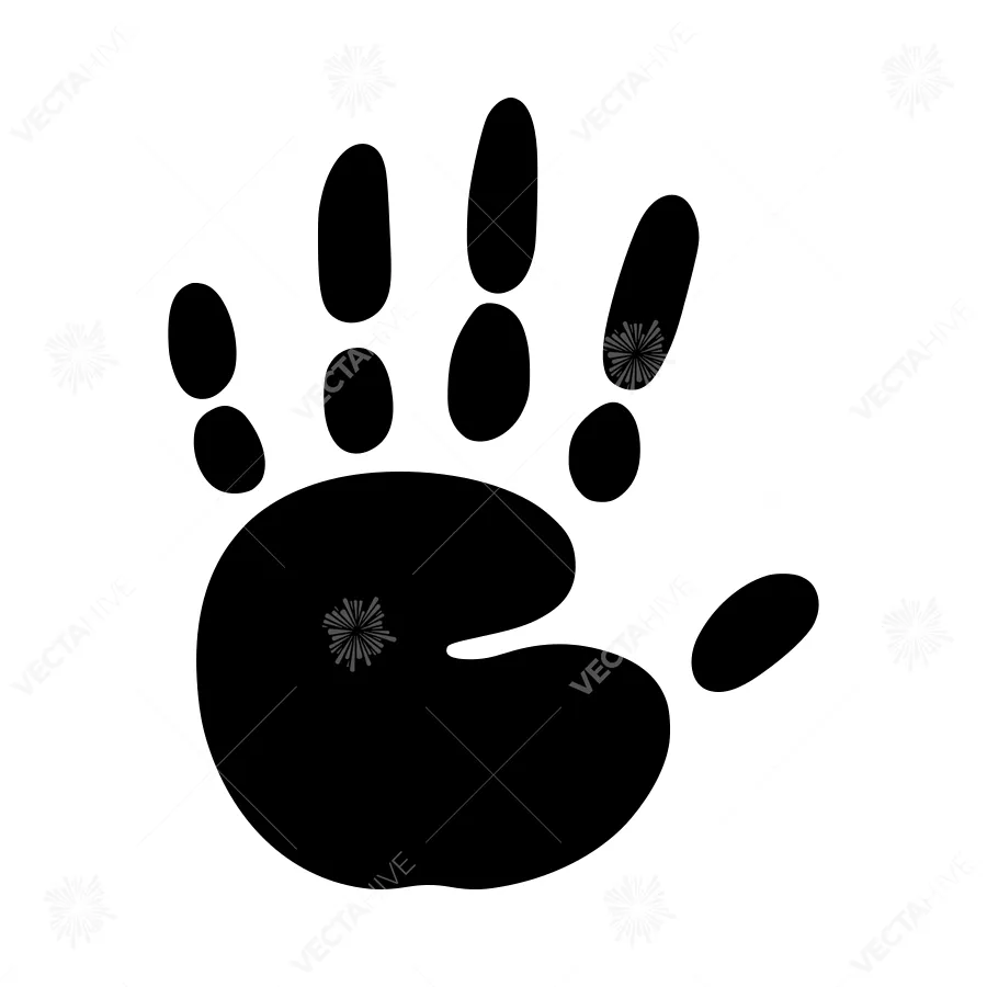 Black Handprint Silhouette on White Background