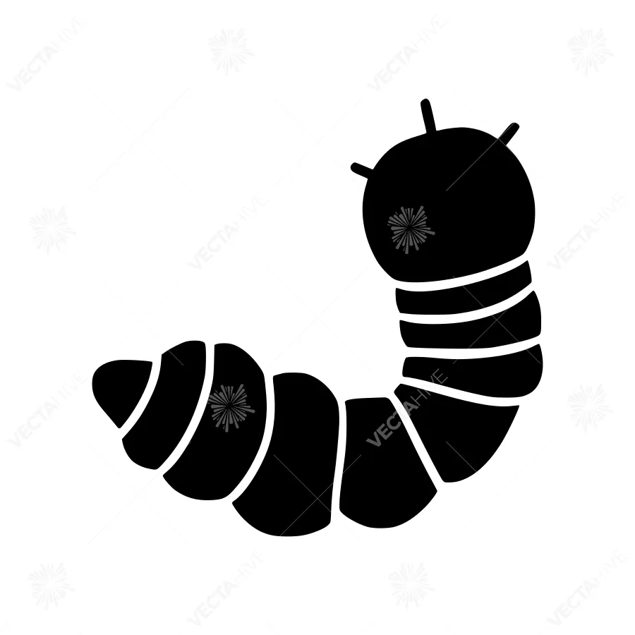 Black Caterpillar Icon - Vector Illustration