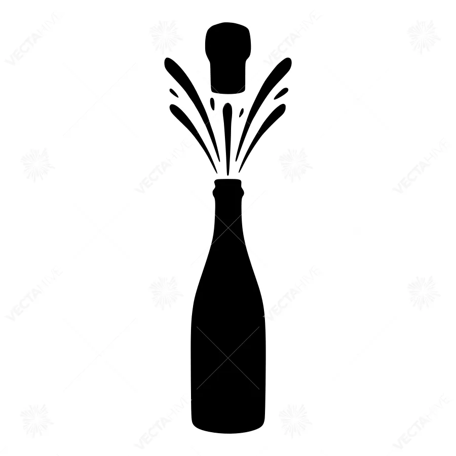 Black Champagne Bottle Silhouette Celebration