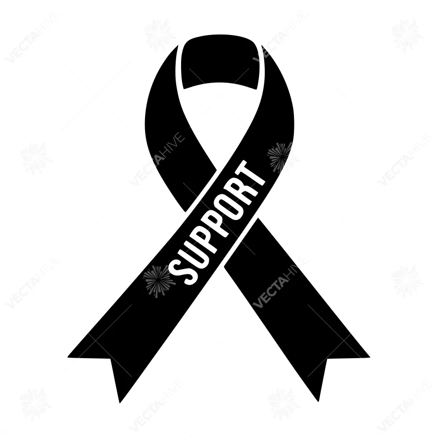 Black Ribbon Support Symbol - Vector Illustration