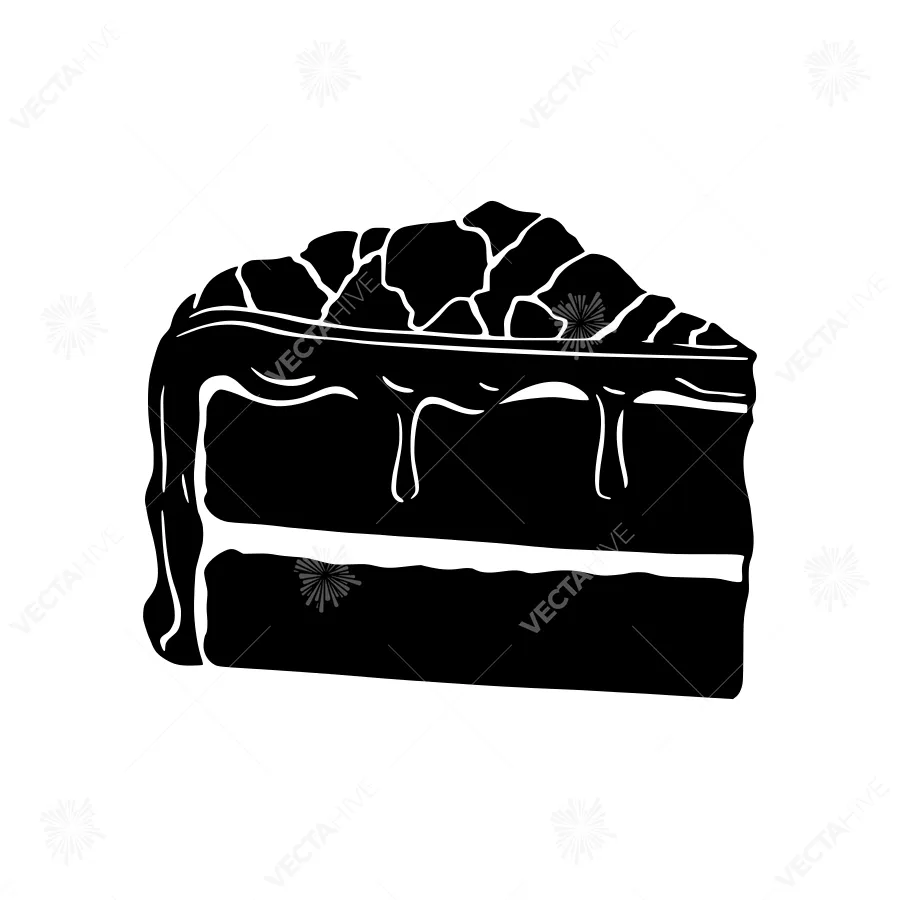 Black Cake Slice Silhouette Vector Illustration