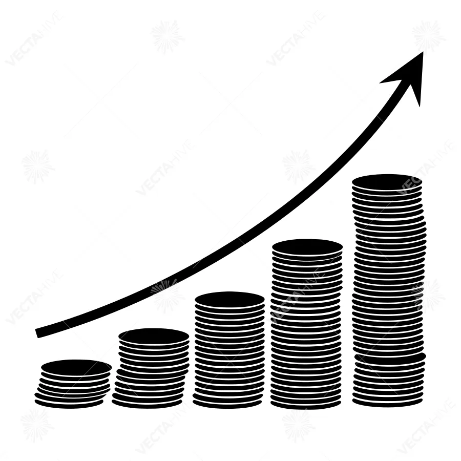Growth Graph Stacked Coins Vector Icon
