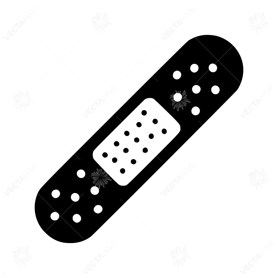 Black Medical Bandage Icon - Simple Vector Illustration
