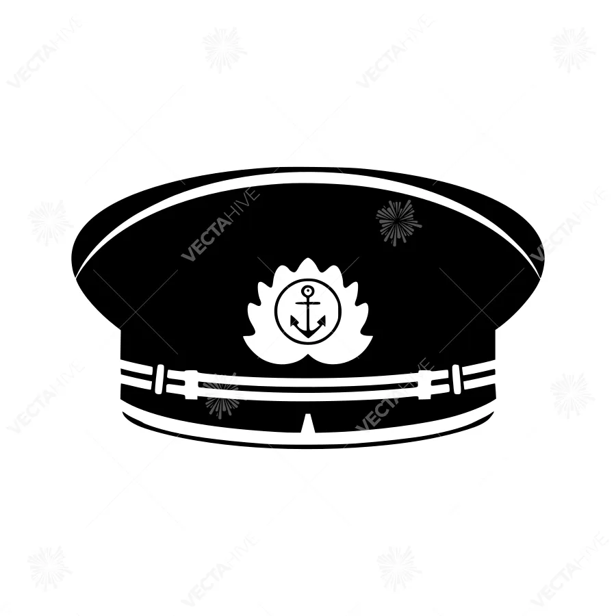 Black Navy Officer’s Cap Emblem Vector Illustration
