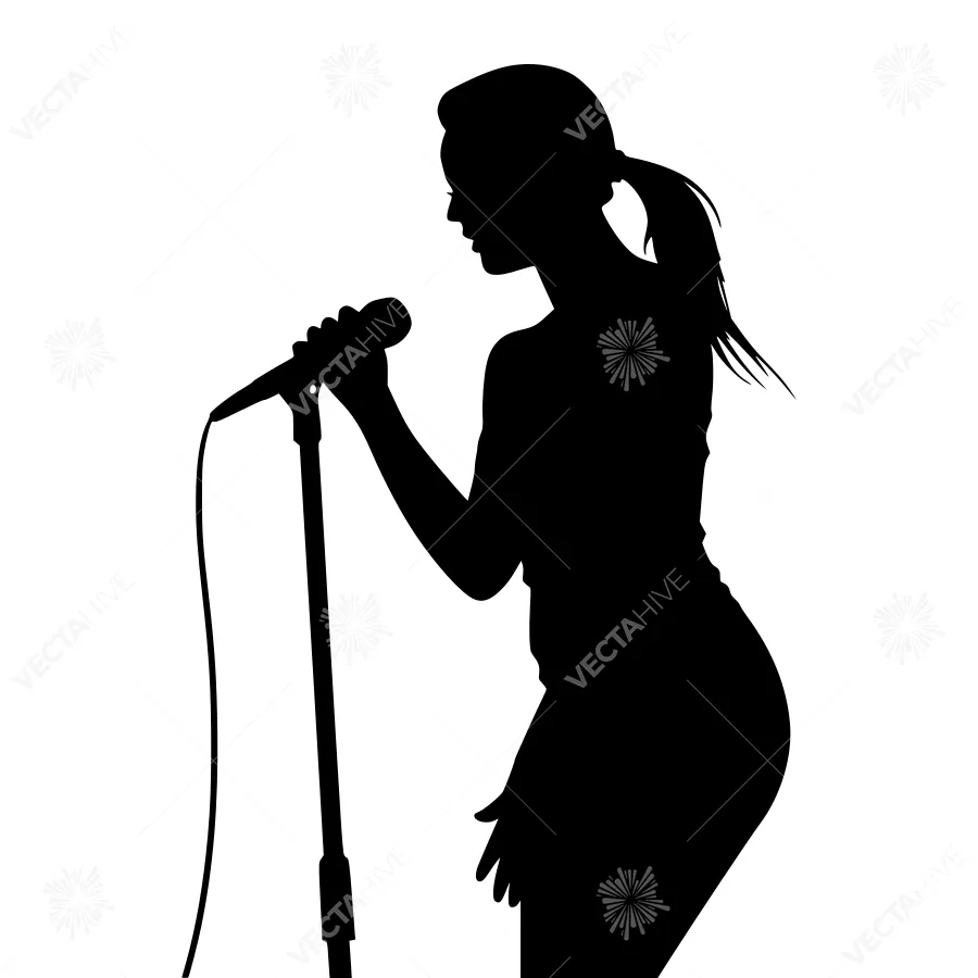 Silhouette Singer Microphone Performance