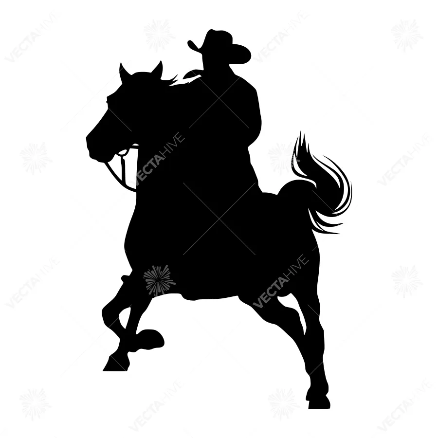 Silhouette Cowboy Riding Horse