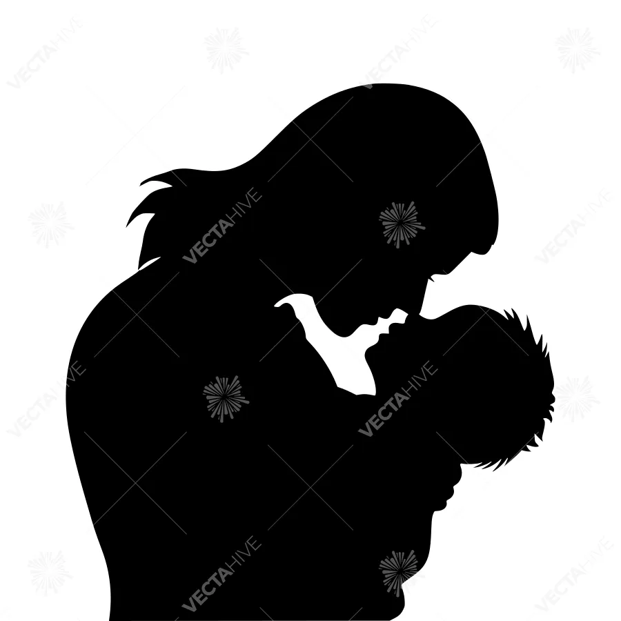 Silhouette Mother & Child Embrace