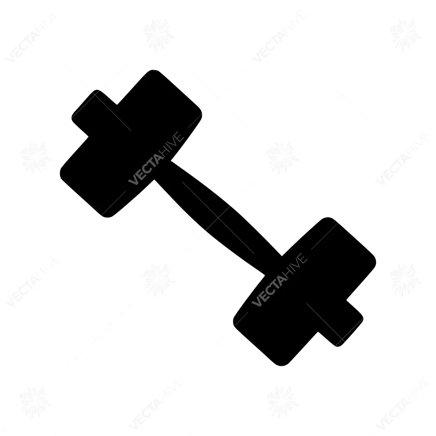 Black Dumbbell Icon - Fitness Vector Illustration