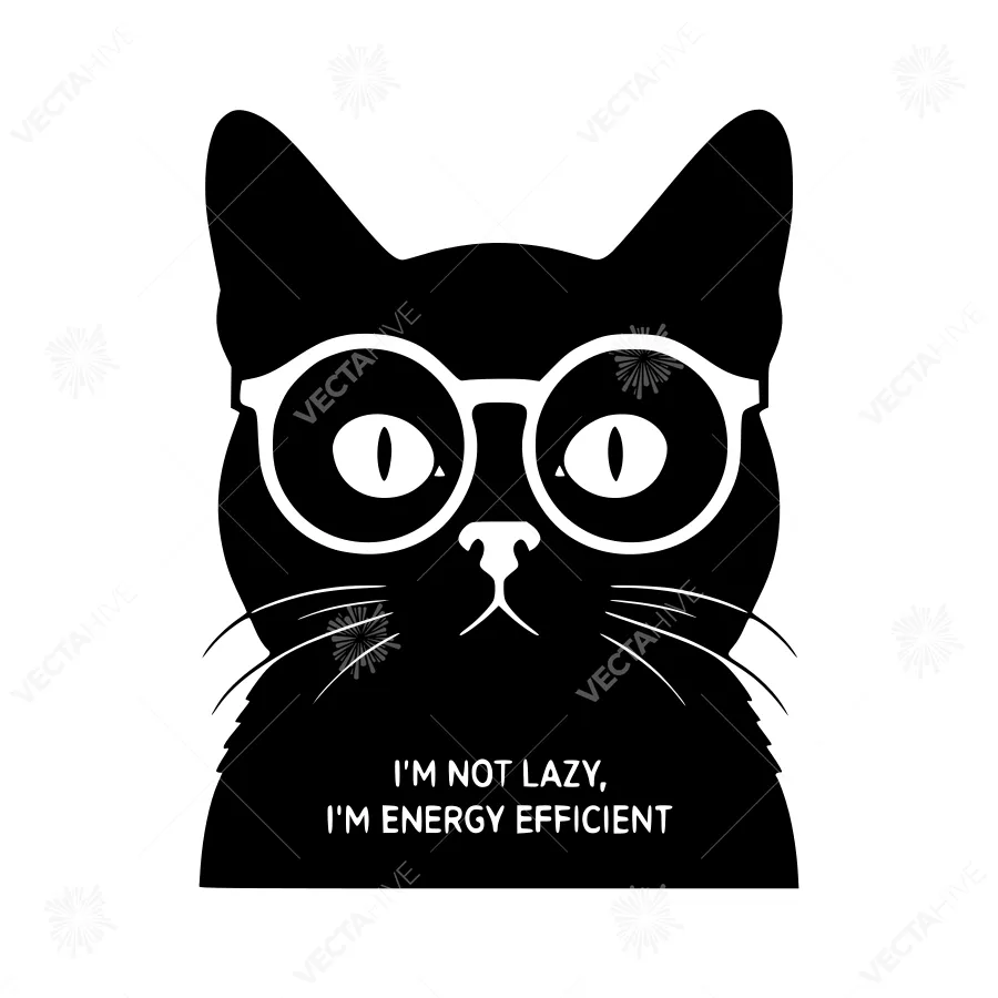 Black Cat Glasses - Energy Efficient Graphic