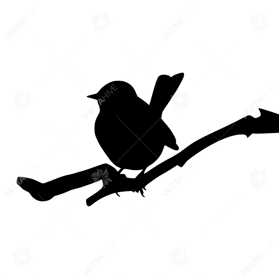 Silhouette Bird on Branch - Minimalist Design