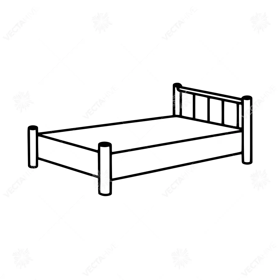 Simple Bed Outline Vector Illustration