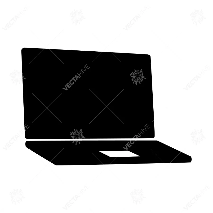Laptop Silhouette Icon - Black Outline