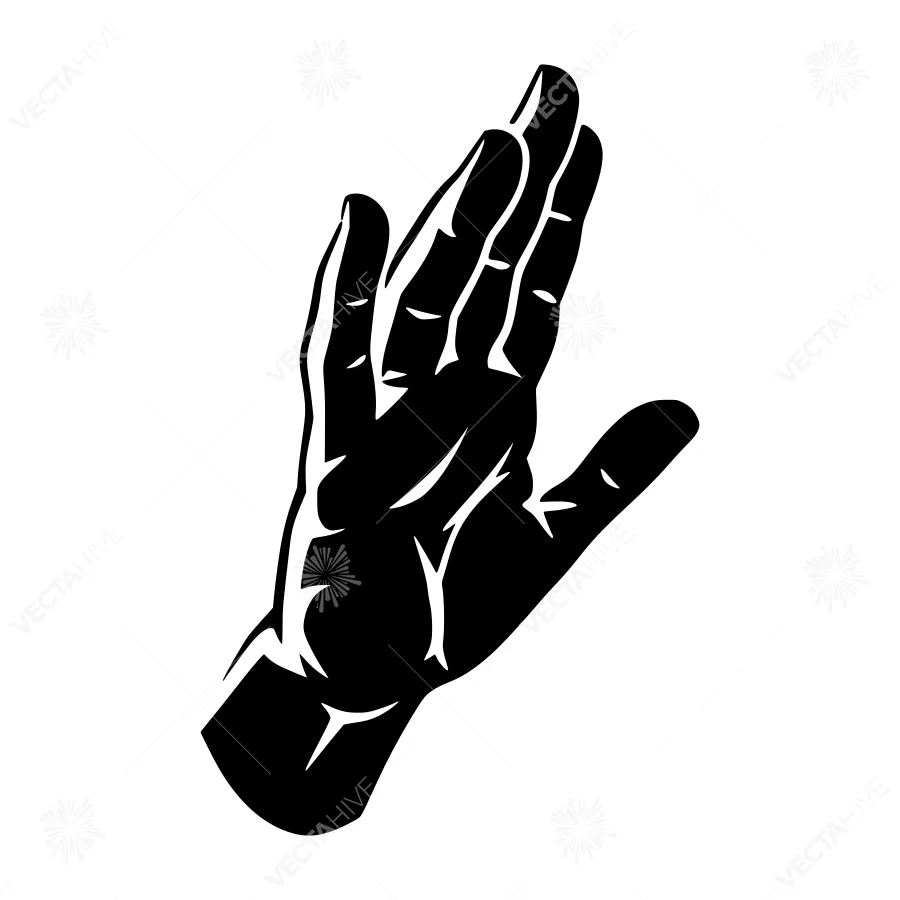 Black Hand Gesture Illustration - Stop Sign
