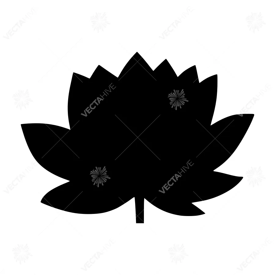 Lotus Flower Silhouette - Black on White