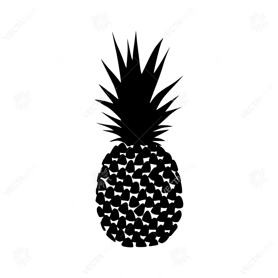 Black Pineapple Silhouette Vector Icon