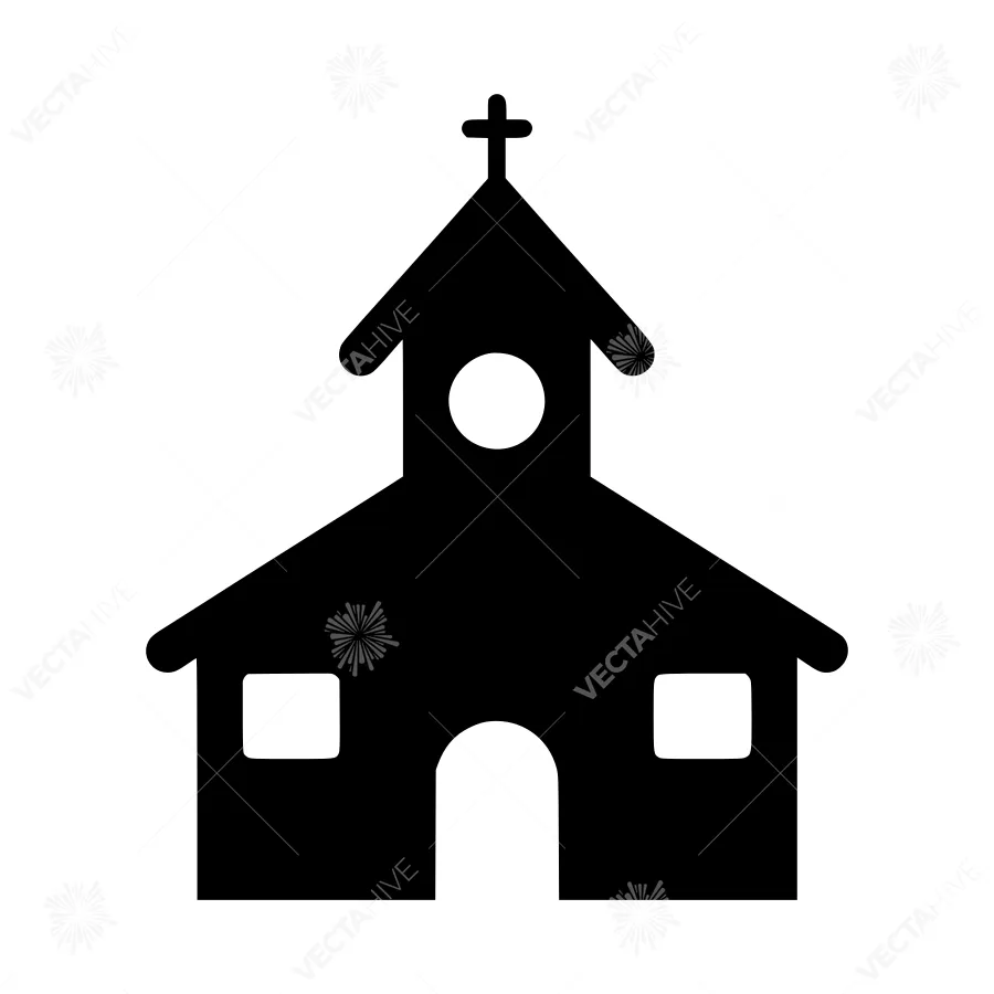 Black Church Icon - Simple Vector Illustration