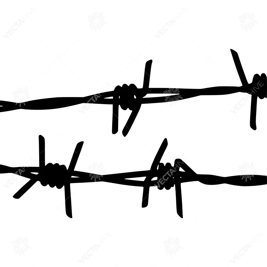 Wire Fence Border - Black on White