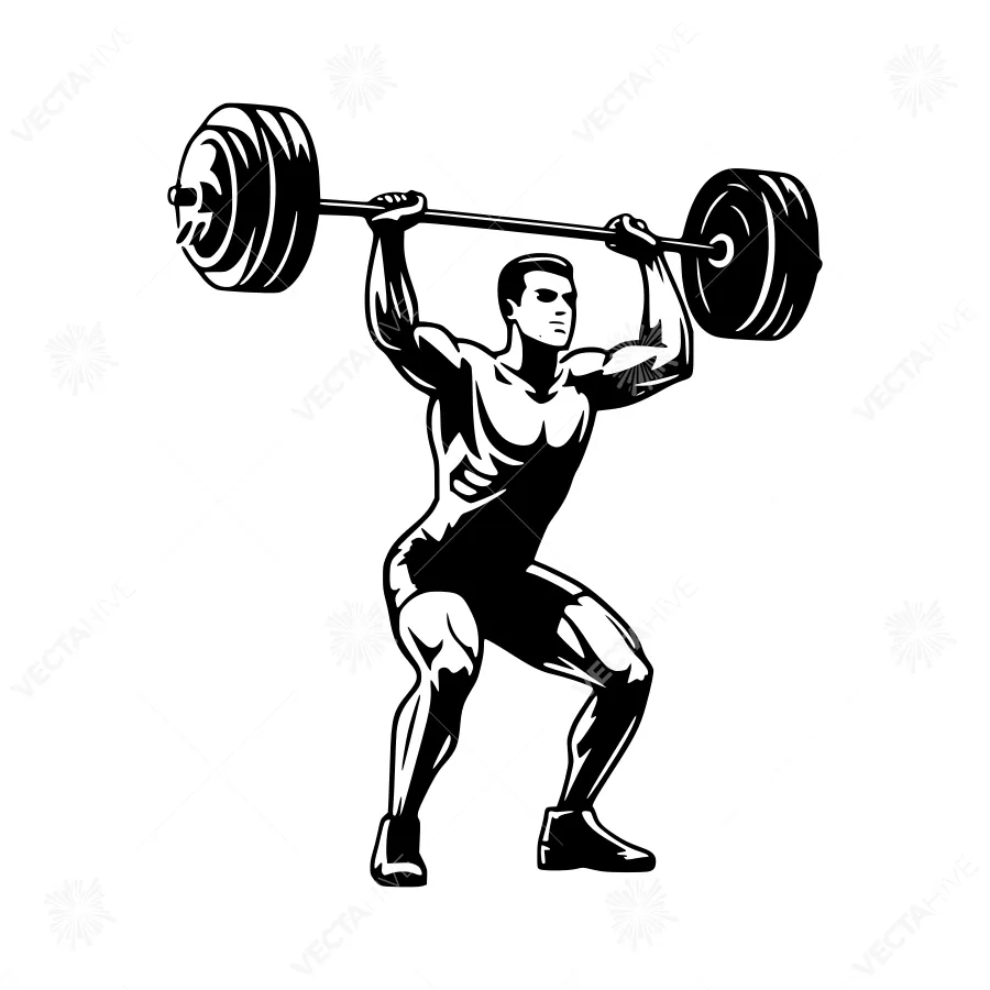 Silhouette Weightlifter Lifting Barbell
