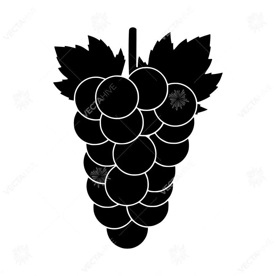 Black Grape Cluster Icon - Vector Illustration