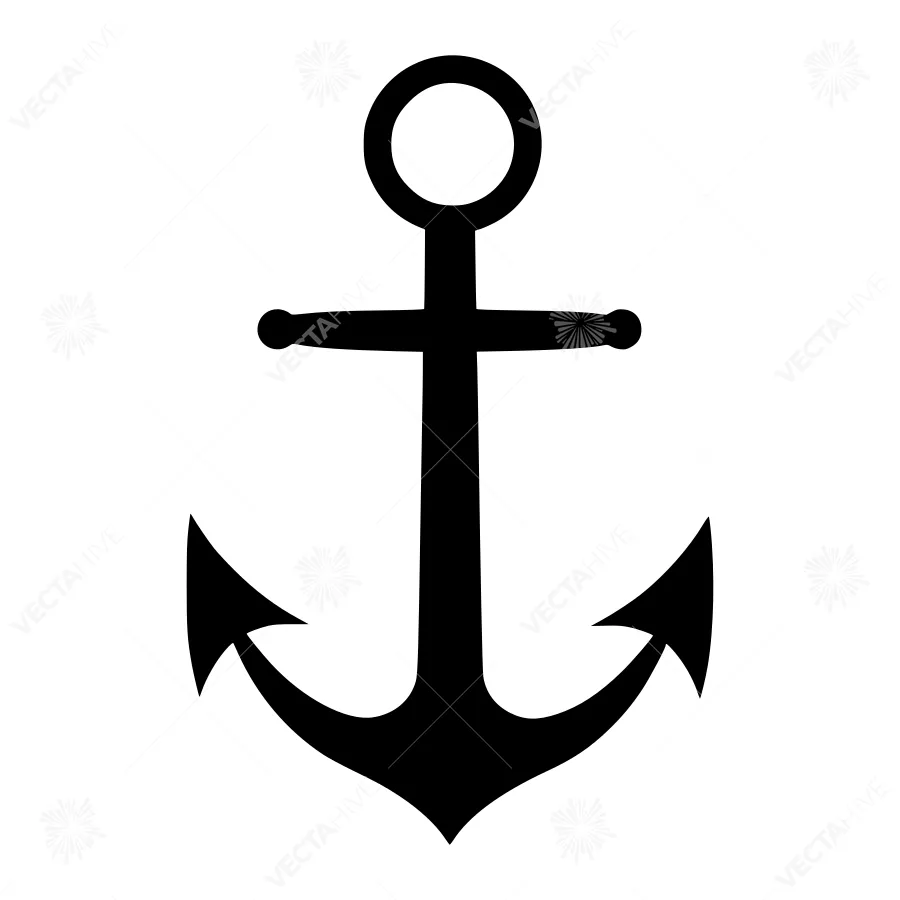 Black Anchor Icon - Nautical Symbol