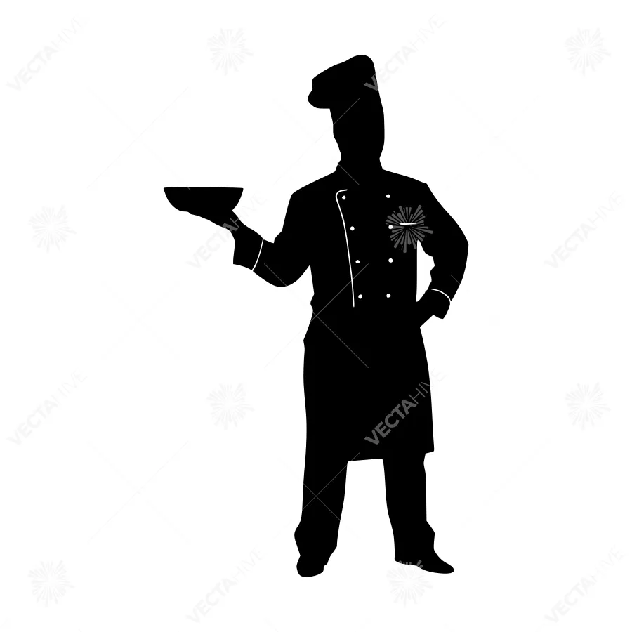 Chef Silhouette Serving Tray - Black & White