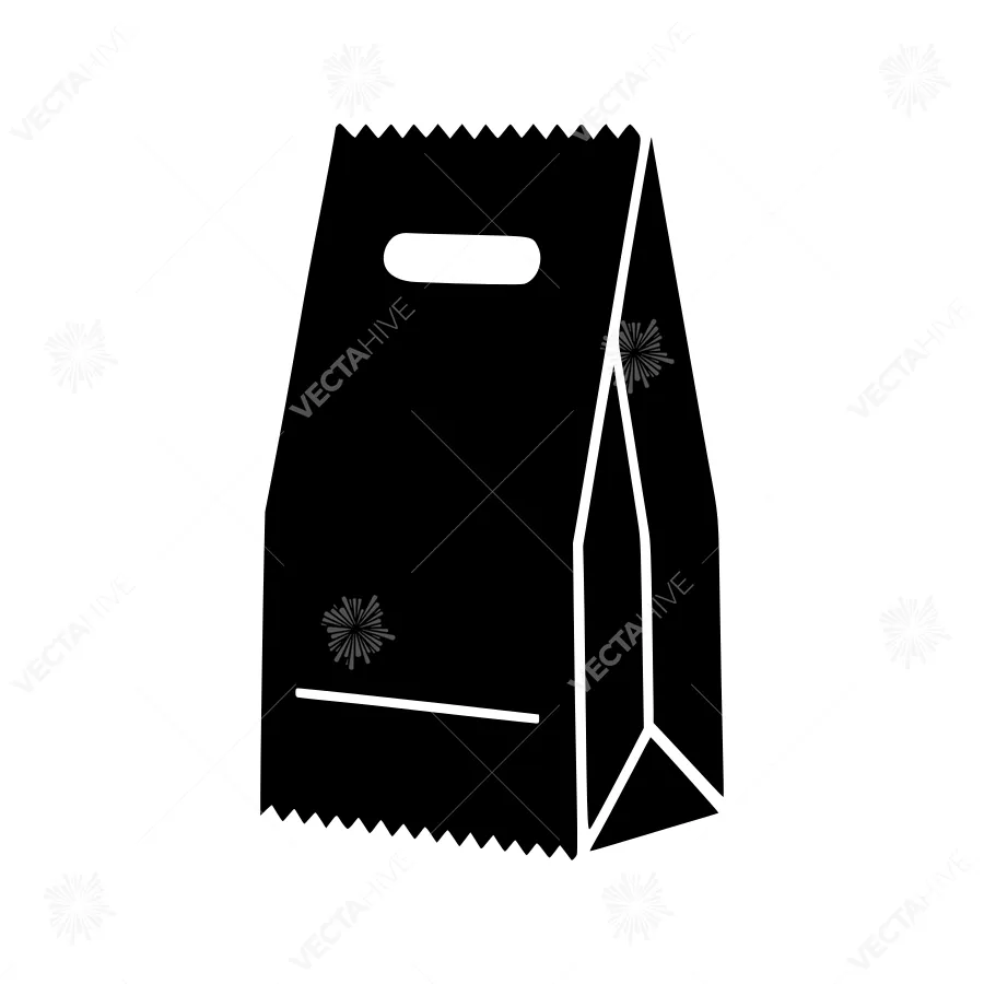 Black Paper Bag Icon - Minimalist Packaging Design
