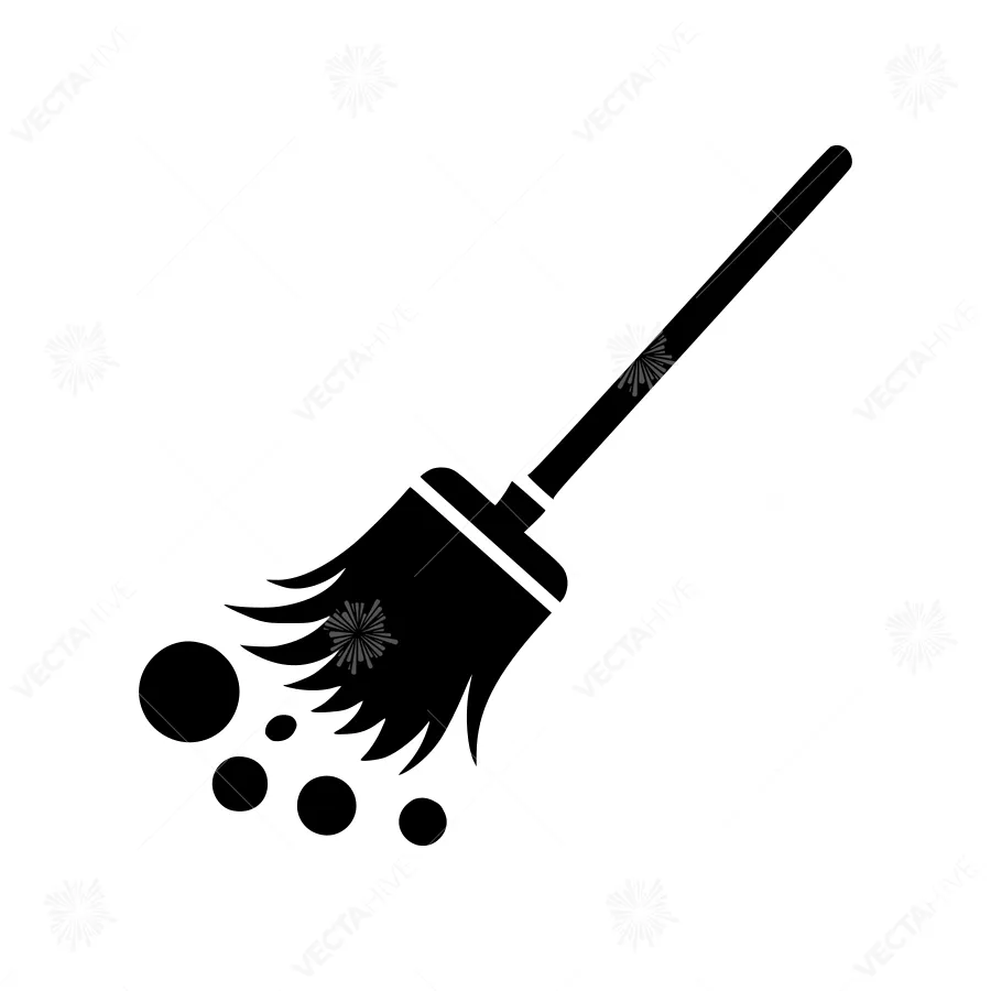 Black Broom Icon - Cleaning Vector Illustration