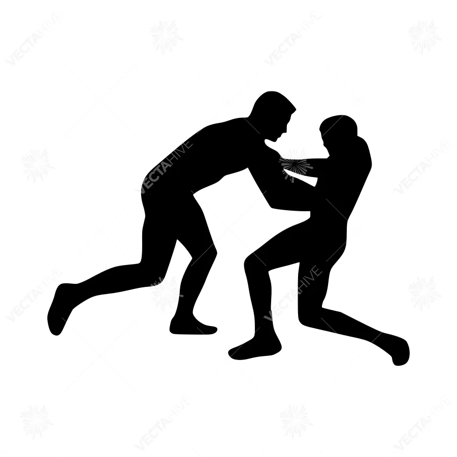 Silhouette Wrestling Illustration