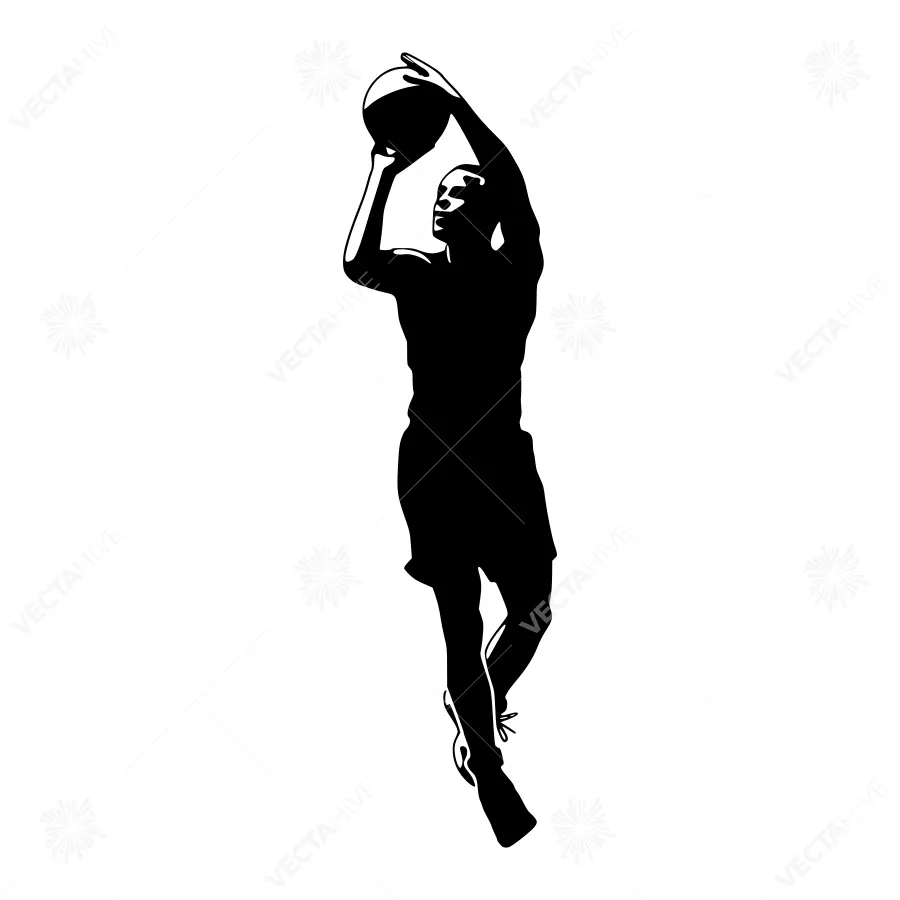 Silhouette Basketball Player Reaching for Ball