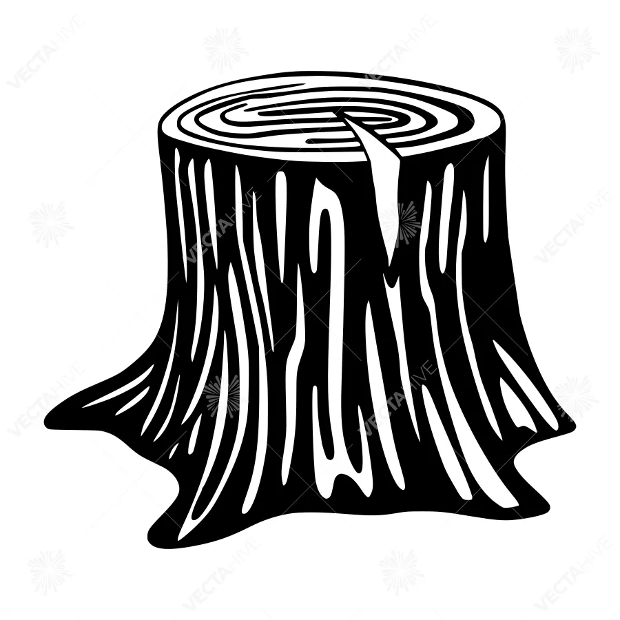 Black & White Tree Stump Silhouette